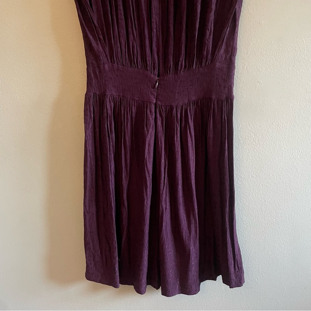 French Connection Plum Textured Drop Waist Sleeveless Dress - Size 6 Like New - Picture 11 of 16